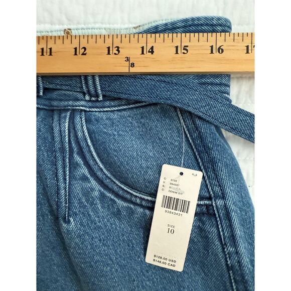 Pilcro Anthropologie Denim Skirt Women's Sz 10 Blue Belted Pencil Midi Back Slit - Picture 6 of 9